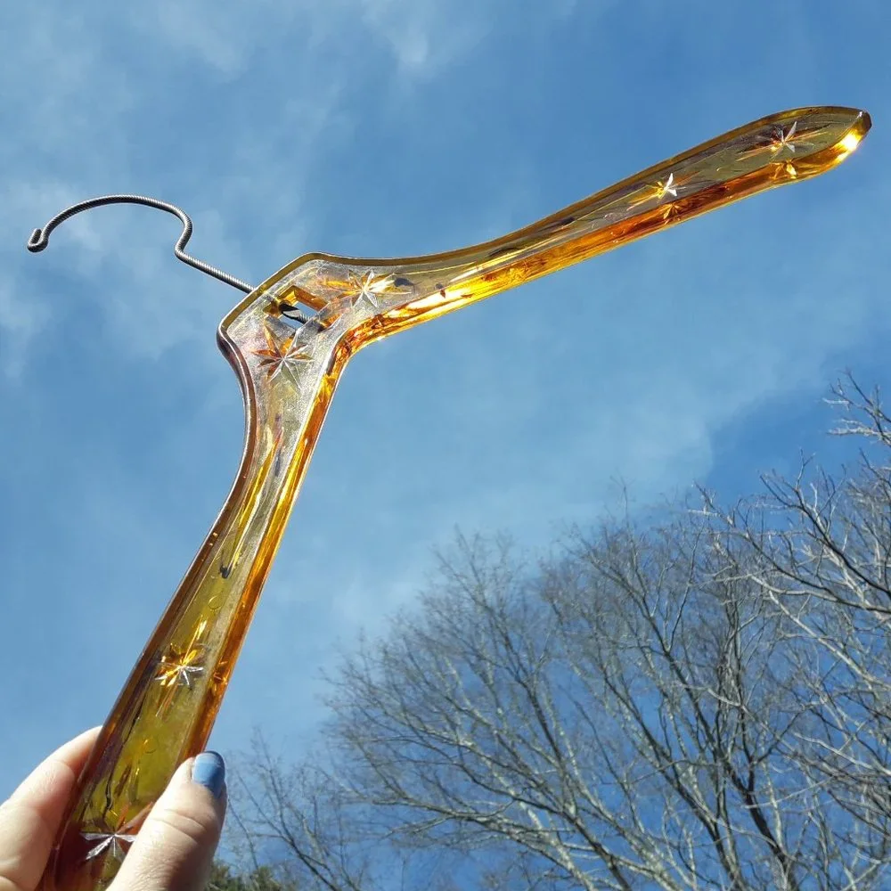 Vintage Clothes Hanger Tortoise Shell Bakelite Starburst Gold Hanging Hook